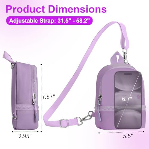 Babysun Mini Backpack Keychain Wristlet Pouch Small Change Coin Purse Cute Zipper Wallet With 3 RFID Card Slots For Women/Men Airpods Cosmetics - color: Purple-L