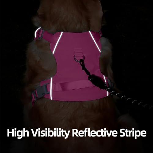 Mile High Life No Pull Dog Harness with Reflective Stripe, Adjustable Easy Get on Lightweight Harness for Small Medium Large Dogs Walking Running Training (Hot Pink, S Chest 14"-20") - color: Hot Pink, size: S Chest 14"-20"