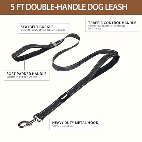 No Pull Dog Harness & 5FT Leash Set with Car Seatbelt Clip,Black,XL - color: Reflective-Black, size: XL:Belly Chest-30.6''-39.2''