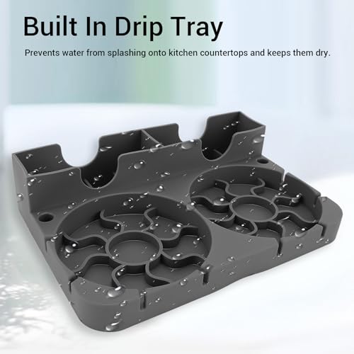 Non-Slip Silicone Bottle Drying Rack for Water Bottles - Space-Saving Stand for Home, Office, Kitchen (Gray) - color: Gray
