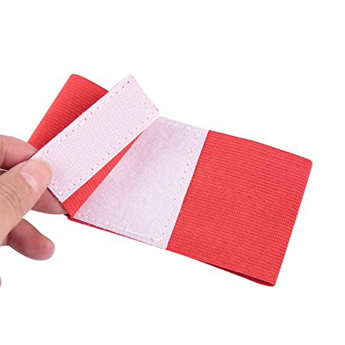 Soccer Armband, 5 Colors Outdoor Team Sports Groups Captain Armband Adjustable Player Bands (Red)