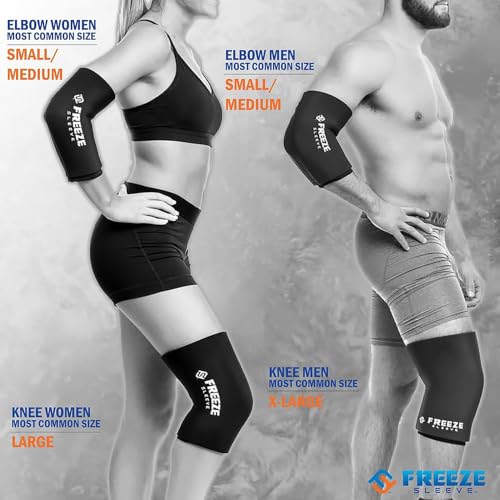 FreezeSleeve Ice and Heat Therapy Sleeve | Reusable Ice Pack Flexible Gel Compression Sleeve for Pain Relief and Recovery of Elbow Knee Ankle Leg Wrist Injuries | Black Large - color: Black, size: Large