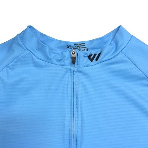 Lo.gas Cycling Jersey Men Short/Long Sleeve Bike Biking Shirts Full Zip with Pockets Road Bicycle Clothes - color: 01 Gradient Blue, size: X-Large