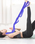 10 Loop Yoga Stretching Strap for Physical Therapy - Non-Elastic Exercise Band for Pilates, Yoga, Stretching for Women & Men - color: Blue