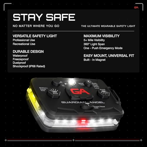 Guardian Angel Elite Safety Light - White Front & White/Yellow Rear - color: White/White/Yellow, size: 1-Pack