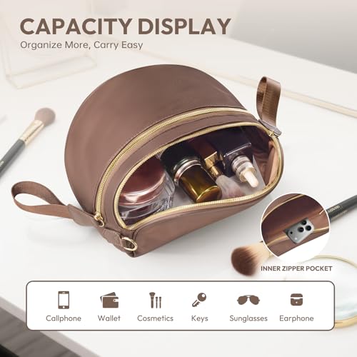 Cross Body Bag for Women Bum Bag Checkered Belt Bags Fanny Packs for Girls Travel Purse Fashion Waist Packs Crossbody Nylon Purse Trendy Shoulder Bags for Womens - color: Brown