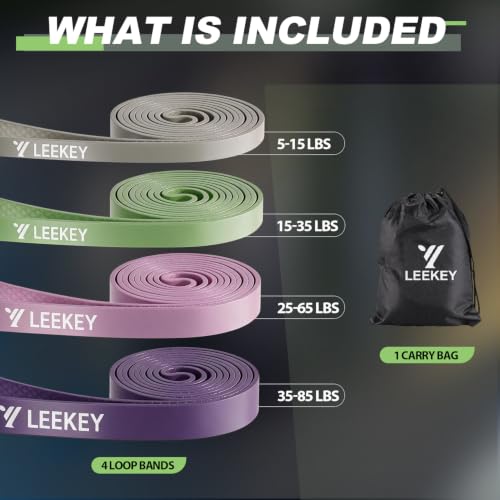 LEEKEY Resistance Bands Set for Pull Up Assistance & Exercise - color: Gray Purple