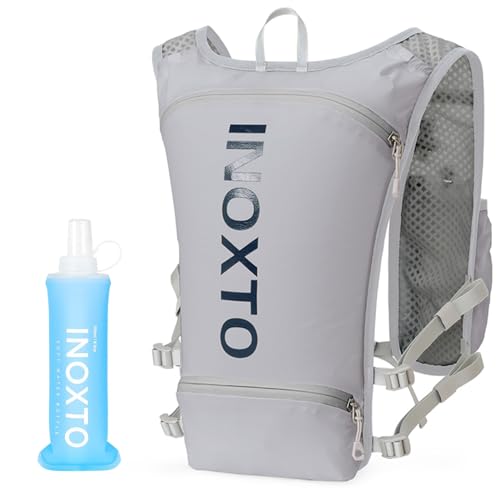 INOXTO Running Hydration Vest ,Lightweight Insulated Pack with 250ml Soft Flask Daypack for Hiking Trail Running Cycling Race Marathon for Women Men - color: Gray Dark blue