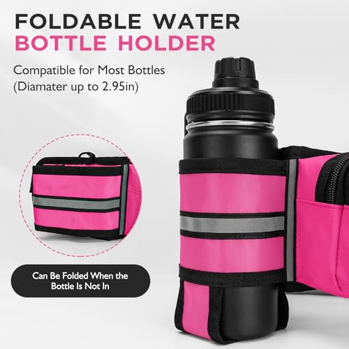 Fanny Pack for Women Men with Water Bottle Holder,Waist Bag for Hiking,Travel,Running,Dog Walking,Workout,Cycling (Pink) - color: Pink