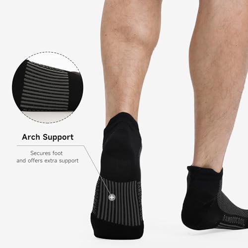 BAMBOO COOL Mens Athletic Ankle Socks Moisture Wicking Cushioned 8 Pack - color: 8 Pairs Black, size: Medium