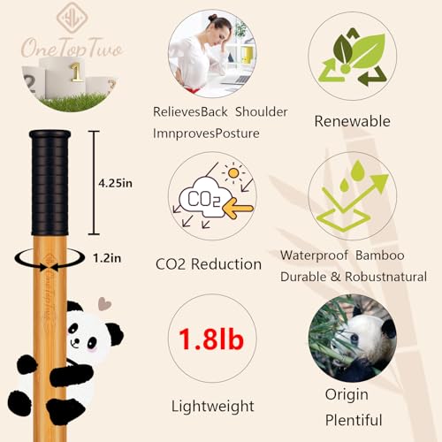 5ft Yoga Stick from Natural Bamboo with Non-Slip Handle-Stretching Stick for Mobility, Flexibility,Exercise,Workout, Physical Therapy,Pilates,Balance Fitness-Access Online Video Guide Without Any Info - color: Bamboo Deeper5ft