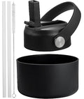 RRegeny Straw Lid and Boot for Hydro Flask Wide Mouth 32 40 oz, Lid with Straws and Silicone Boot for HydroFlask, Replacement Sports Flex Cap with Boot - color: Black Protective case