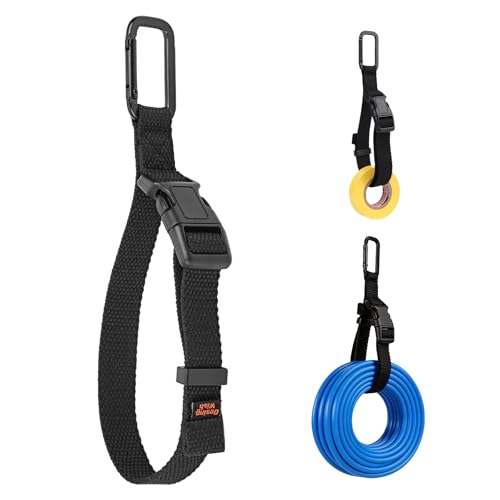 Electrical Tape Holder for Belt Loop Multifunctional Tape Thong with Carabiner Clip Hanging Storage Strap for Tape, Cables, Ropes, Hoses - Black
