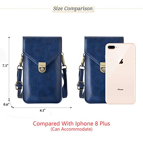 Small Cell Phone Purse, Synthetic Leather Crossbody Bag Dual Pockets Card Holder Neck Pouch with Adjustable Strap for iPhone X Xr 8 7 6s Plus, Galaxy S10 S9 S8 Plus, LG G8 ThinQ, Blue - color: 02 Blue