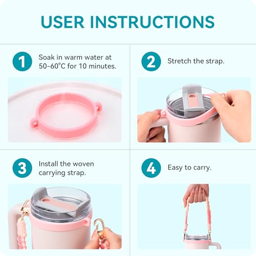 Water Bottle Handle Strap Compatible with Stanley Cup - color: Teal