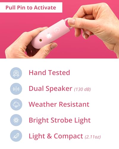 Vantamo Personal Alarm for Self Defense with Low Battery Notice, Strobe Light & Extra Loud 130 dB Double Speakers Safety Keychain Set for Women, Rechargeable Panic Button for Womens Self Defense - color: Light Rose