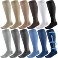 Shyyween 12 Pairs Men Knee High Compression Socks - size: Large, style: Solid Color