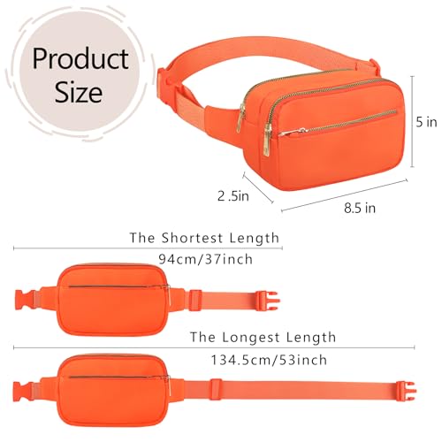 Fashion Fanny Bag-Waist Pack With Adjustable Belt Bag-Unisex Crossbody Pack For Travel Running Hiking-Orange - color: 3-Zipper Orange