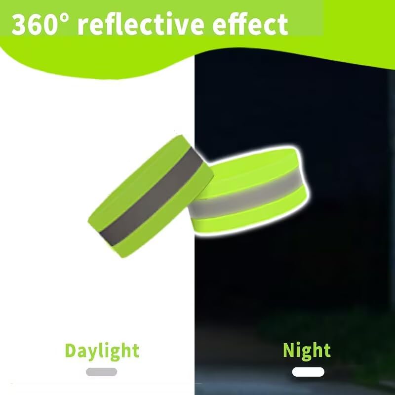 4 Pack High Visibility Reflective Bands, Adjustable Elastic Safety Straps for Arm, Wrist, Ankle & Leg Ideal Reflective Gear for Night Running, Walking, Cycling & Outdoor Activities