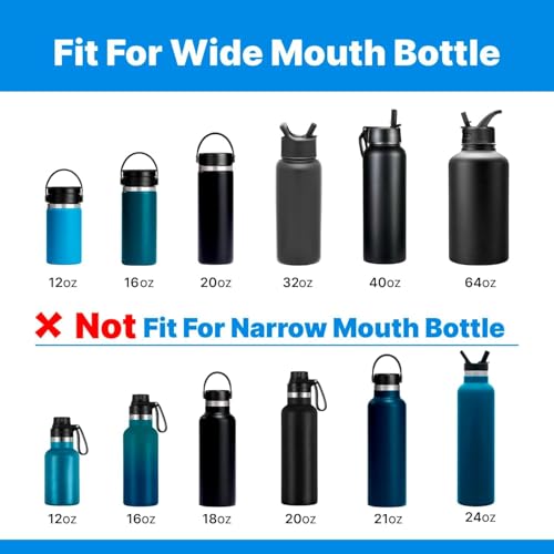 Straw Lid for Hydro Flask Wide Mouth 12-64oz Water Bottles - color: Black 1 pack