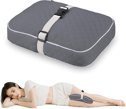 Knee Pillow with Soft Strap for Side Sleepers, Grid - Black - color: Grid - Black