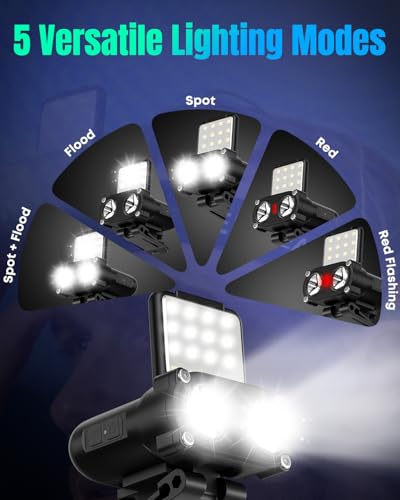 Pawfly 2 Pcs LED Hard Hat Light, 800Lm Ultra Bright Hat Clip Light, Rechargeable Headlamp, Dimmable Hat Lights Clip on, 180° Adjustable Clip on Cap Lights Waterproof for Running, Hunting & Cycling - size: 2 Pack