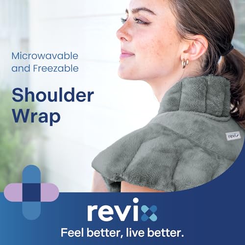 REVIX Neck Heating Pad Microwavable, Weighted Heat Wrap for Neck Shoulders - color: Darkgray