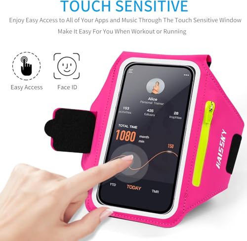 HAISSKY Running Armband with Earbud Pocket Sweatproof Running Phone Holder - color: Negro