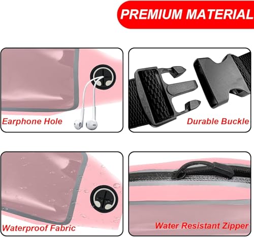 Running Belt,Fanny Pack Fits Phones UP to 6.5" for Women Men,Pink - color: Pink
