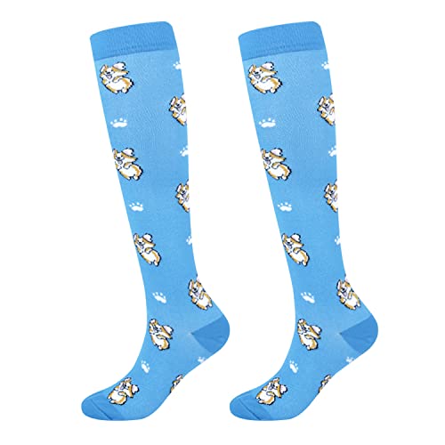 Junely Compression Socks for Women Knee High Stockings Funny Cute - color: A10dog