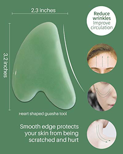 MoHern 4 Pcs Gua Sha Massage Tools for Face and Body, Light Green