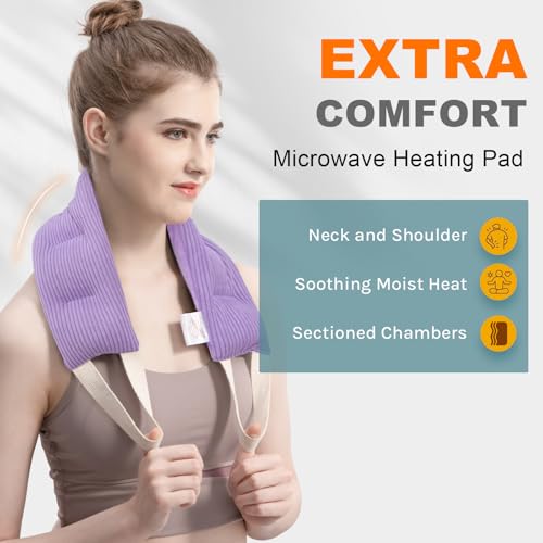 uncn Heating Pad for Neck and Shoulders and Back Moist Small Microwavable Neck Wrap Warmer Weighted Heat Wrap Microwave Heatable Rice Beanbag Cervical Hot Pack Lavender Scented 1.5Pounds - color: Purple