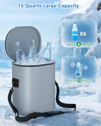 Cold Therapy Machine with Timer, 15 QT Portable Ice Machine for Knee Replacement, Leak-Proof Adjustable Flow Ice Pad, Multi-Joint Cryotherapy Pain Relief - color: Gray