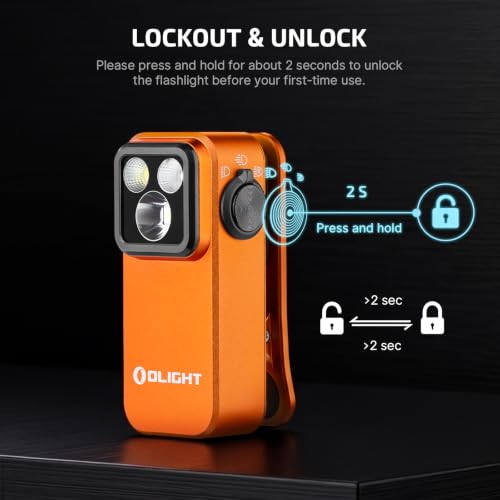 OLIGHT Oclip Pro Rechargeable EDC Clip-on Flashlight, Orange - color: Orange