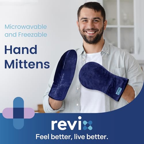 REVIX Moist Heat Hand Warmers Glove, Microwavable Mittens for Finger, Navy - color: Navy