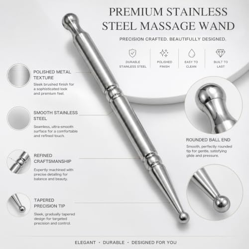 Stainless Steel Acupressure Massage Pen for TMJ, Deep Tissue Trigger Point Relief, Full Body Self-Massage Relaxation Bar