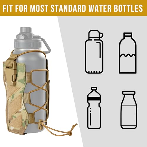 OneTigris MOLLE Water Bottle Pouch Holder, Adjustable 18-32 oz Holster - color: CamoC