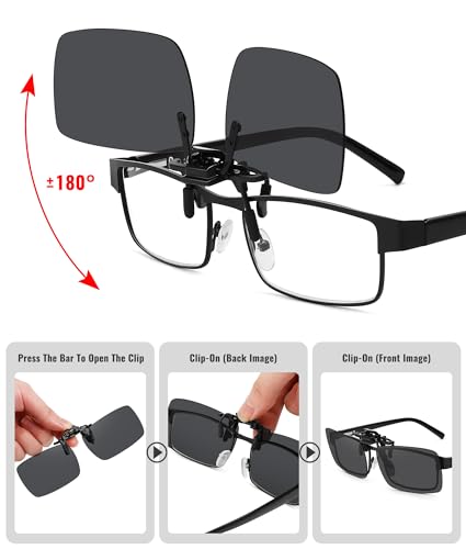 MEETSUN Polarized Clip On Sunglasses for Men Women, Fit Over Glasses - color: 4pack-black*4