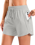 SANTINY Women's 3.5''/5''/7'' Athletic Gym Running Shorts Zipper Pockets - color: Dusty White, size: X-Small