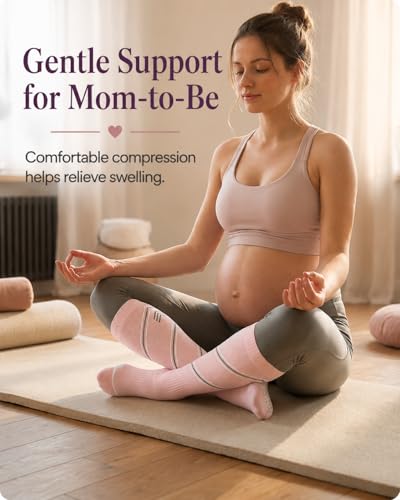 Compression Socks with Grips for Women Toe Pilates Socks Grippy Socks Woman Hospital Non Slip for Pregnancy Nurse - color: B01-Grey/Pink