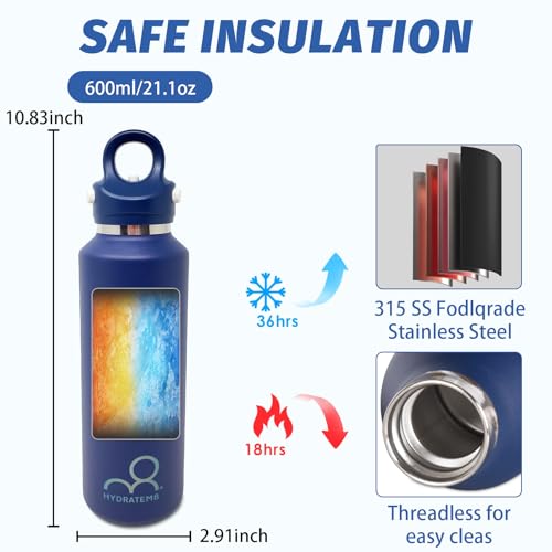 20 oz Insulated Water Bottle: Twist-Free Vacuum Stainless Steel thermal flask with Threadless Lockable Lid - Sweat-Proof & 36Hr Ice Retention - Anti-Scratch Coating & Leak Proof for Travel Gym Hiking - color: Blue