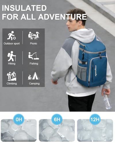 Capolo Cooler Backpack Insulated Leak Proof for Women Men Soft Cooler Bag - color: Leather Blue, size: 36 Cans