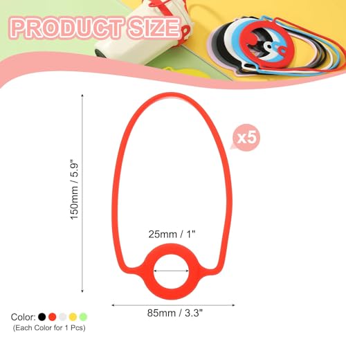 PATIKIL Silicone Water Bottle Lanyard, Reusable Tumbler Strap Water Bottle Handle Holder with Strap for Beverage Carry Traveling Take Out - color: Red/White/Yellow/Black/Green