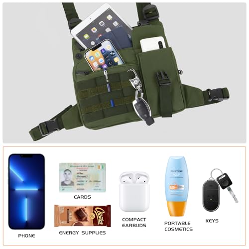 KINGSLONG Running Vest, Chest Bag for Men, Chest Pack, Hiking (A-Green) - color: A-Green