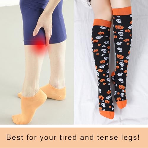 Junely Compression Socks for Women Knee High Socks Funny - color: Halloween02