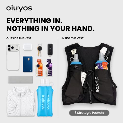 Running Vest for Women Men, 500ml Soft Flask & Phone Holder - color: Black, size: X-Small-Small