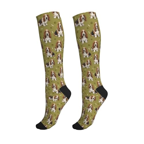 Cute Dog Compression Socks Women Men, Dog Lover Gift - color: Basset Hound