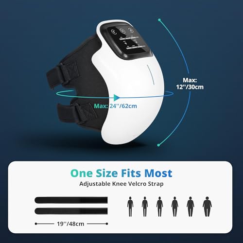 Medcursor Knee Massager, Cordless Heated Knee Massager with 3 Heating Levels, 3 Vibration Modes, LED Screen & Adjustable Straps, Massage with Heat for Relief