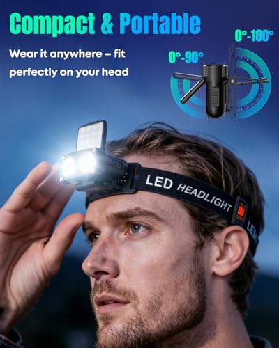 Pawfly 2 Pcs LED Hard Hat Light, 800Lm Ultra Bright Hat Clip Light, Rechargeable Headlamp, Dimmable Hat Lights Clip on, 180° Adjustable Clip on Cap Lights Waterproof for Running, Hunting & Cycling - size: 2 Pack