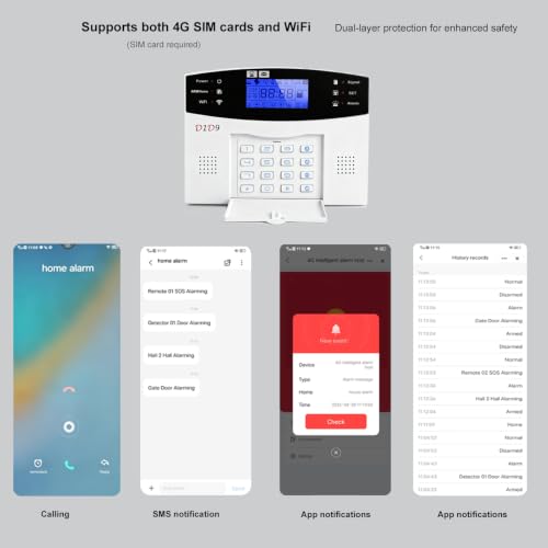 24pcs Home Burglar Alarm System Wireless DIY, 4G GSM WiFi, No Monthly Fee,Home Security with App Alert